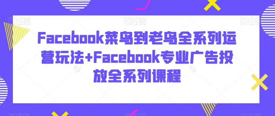 Facebook菜鸟到老鸟全系列运营玩法+Facebook专业广告投放全系列课程-启航188资源站