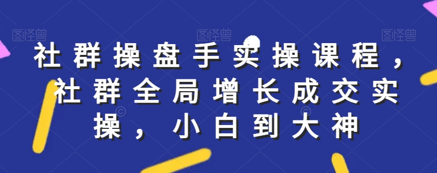 社群实操课程，社群全局增长成交实操，小白到大神-启航188资源站