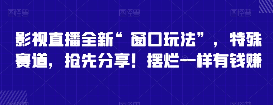 影视直播全新“窗口玩法”，特殊赛道，抢先分享！摆烂一样有钱赚【揭秘】-启航188资源站