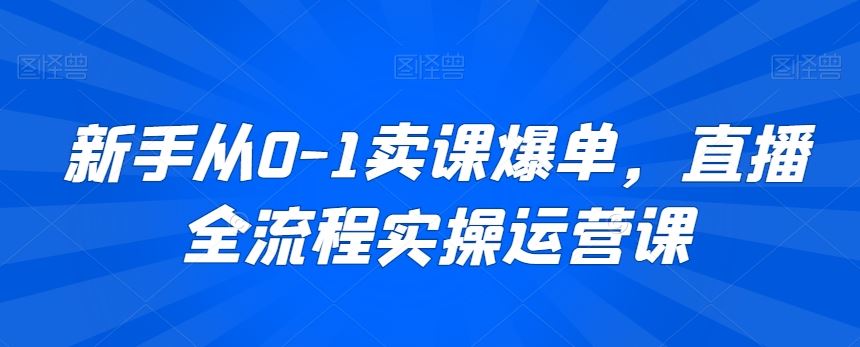 新手从0-1卖课爆单，直播全流程实操运营课-启航188资源站