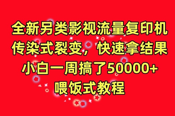 全新另类影视流量复印机，传染式裂变，快速拿结果，小白一周搞了50000+，喂饭式教程-启航188资源站