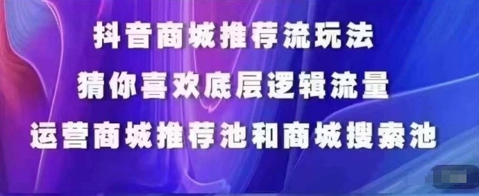 抖音商城运营课程，猜你喜欢入池商城搜索商城推荐人群标签覆盖-启航188资源站