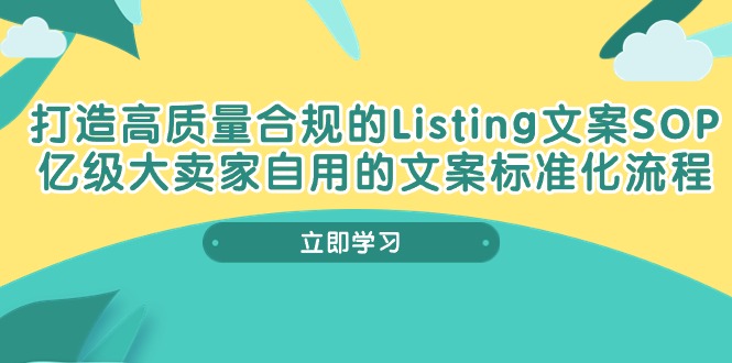 （10585期）打造高质量合规Listing文案SOP，亿级大卖家自用的文案标准化流程-启航188资源站