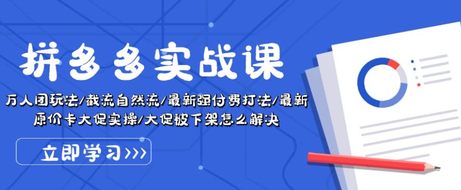 拼多多实战课：万人团玩法/截流自然流/最新强付费打法/最新原价卡大促..-启航188资源站