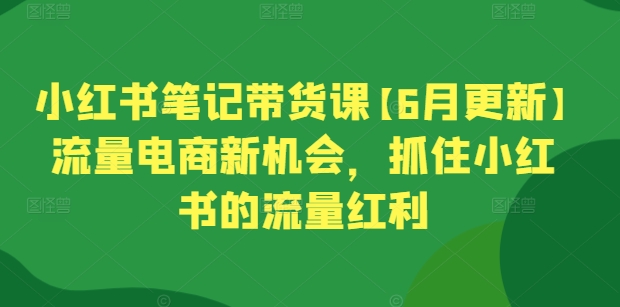 小红书笔记带货课【6月更新】流量电商新机会，抓住小红书的流量红利-启航188资源站