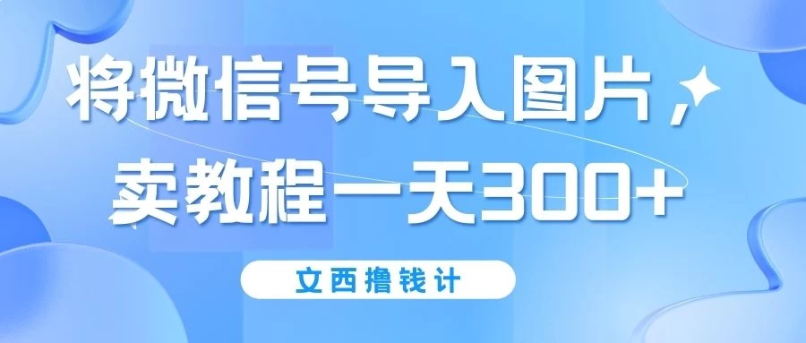 将微信号导入图片，卖教程一天300+（无脑操作！有手就会！）-启航188资源站