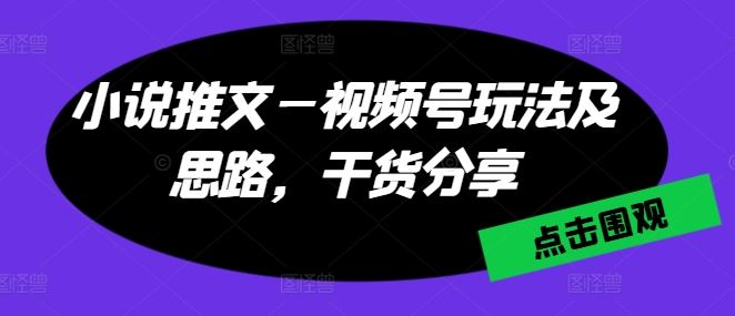 小说推文—视频号玩法及思路，干货分享-启航188资源站