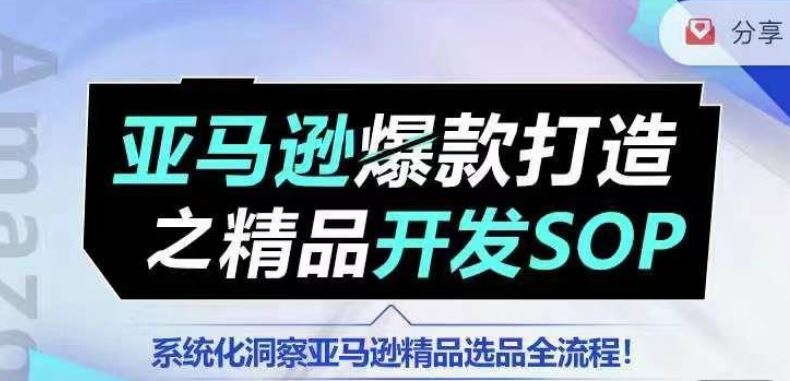 【训练营】亚马逊爆款打造之精品开发SOP，系统化洞察亚马逊精品选品全流程-启航188资源站