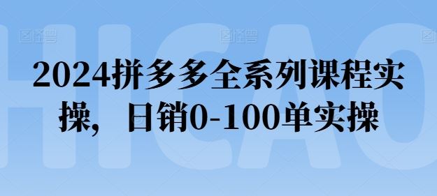 2024拼多多全系列课程实操，日销0-100单实操【必看】-启航188资源站