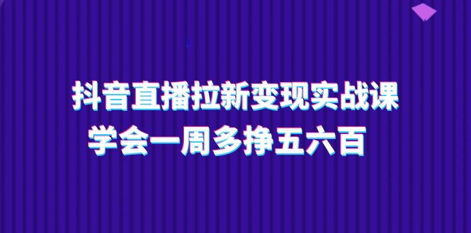 （11254期）抖音直播拉新变现实操课，学会一周多挣五六百（15节课）-启航188资源站