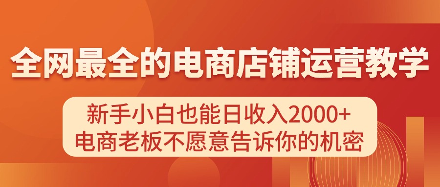 （11266期）电商店铺运营教学，新手小白也能日收入2000+，电商老板不愿意告诉你的机密-启航188资源站