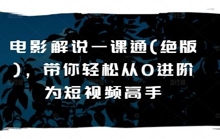 电影解说一课通(绝版)，带你轻松从0进阶为短视频高手-启航188资源站