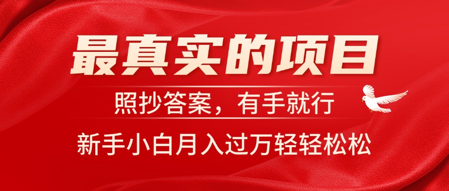 （11362期）最真实的项目，照抄答案，有手就行，新手小白月入过万轻轻松松-启航188资源站