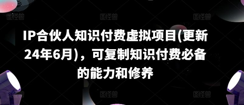 IP合伙人知识付费虚拟项目(更新24年6月)，可复制知识付费必备的能力和修养-启航188资源站