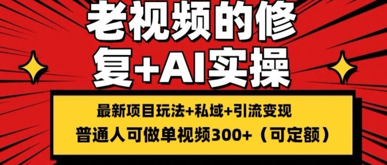 修复老视频的玩法，搬砖+引流的变现(可持久)，单条收益300+【揭秘】-启航188资源站