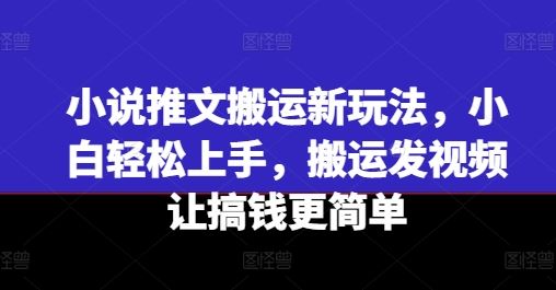 小说推文搬运新玩法，小白轻松上手，搬运发视频让搞钱更简单-启航188资源站