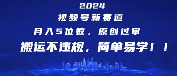 2024视频号新赛道，月入5位数+，原创过审，搬运不违规，简单易学【揭秘】-启航188资源站