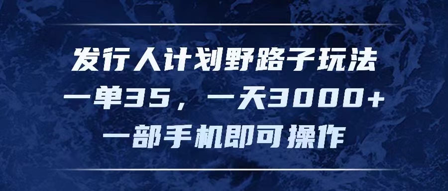 （11750期）发行人计划野路子玩法，一单35，一天3000+，一部手机即可操作-启航188资源站