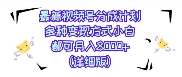 视频号创作者分成计划，多种变现方式，选择适合你领域赛道，小白轻松月入8000+（详细版）-启航188资源站