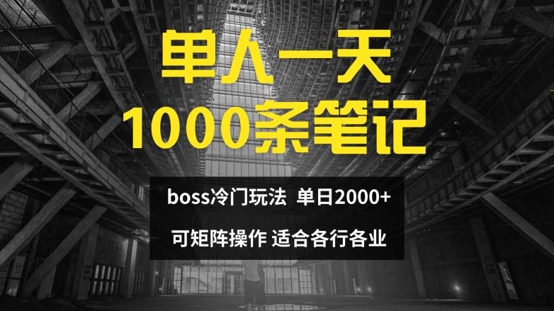 单人一天1000条笔记，日入2000+，BOSS直聘的正确玩法【揭秘】-启航188资源站