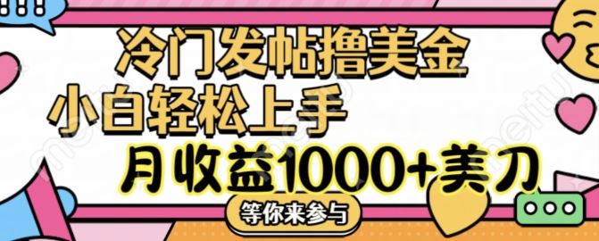 冷门发帖撸美金项目，月收益1000+美金，简单无脑，干就完了【揭秘】-启航188资源站