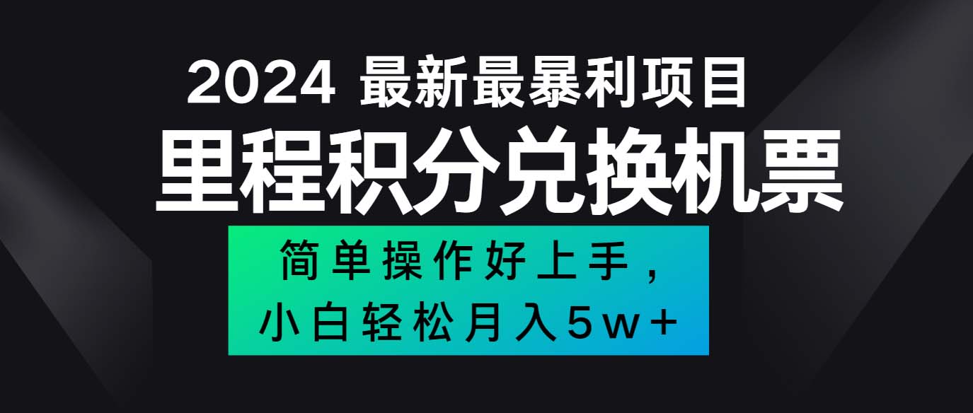 （12016期）2024最新里程积分兑换机票，手机操作小白轻松月入5万++-启航188资源站