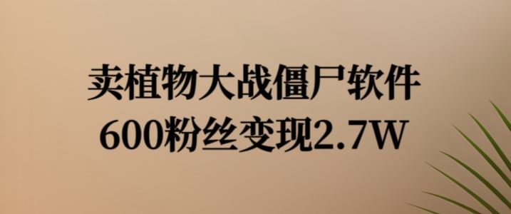 卖植物大战僵尸软件，600粉丝变现2.7W【揭秘】-启航188资源站