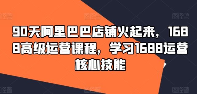 90天阿里巴巴店铺火起来，1688高级运营课程，学习1688运营核心技能-启航188资源站