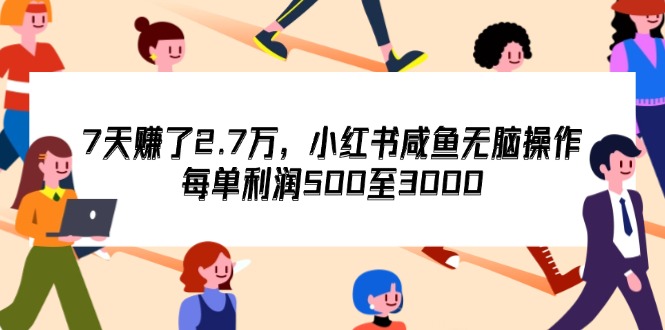 （12192期）7天收了2.7万，小红书咸鱼无脑操作，每单利润500至3000-启航188资源站