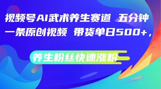 视频号AI武术养生赛道，五分钟一条原创视频，带货单日几张，养生粉丝快速涨粉【揭秘】-启航188资源站