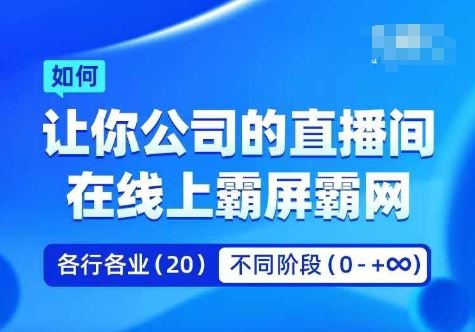 企业矩阵直播霸屏实操课，让你公司的直播间在线上霸屏霸网-启航188资源站