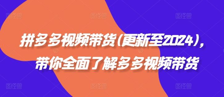 拼多多视频带货(更新至2024)，带你全面了解多多视频带货-启航188资源站