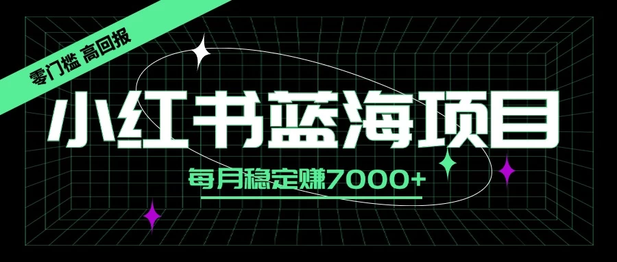 小红书蓝海项目，零门槛、高回报，每月稳定赚7000+-启航188资源站