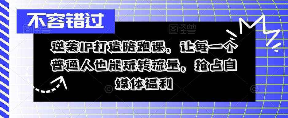 逆袭IP打造陪跑课，让每一个普通人也能玩转流量，抢占自媒体福利-启航188资源站