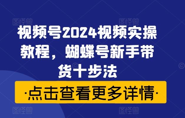 视频号2024视频实操教程，蝴蝶号新手带货十步法-启航188资源站