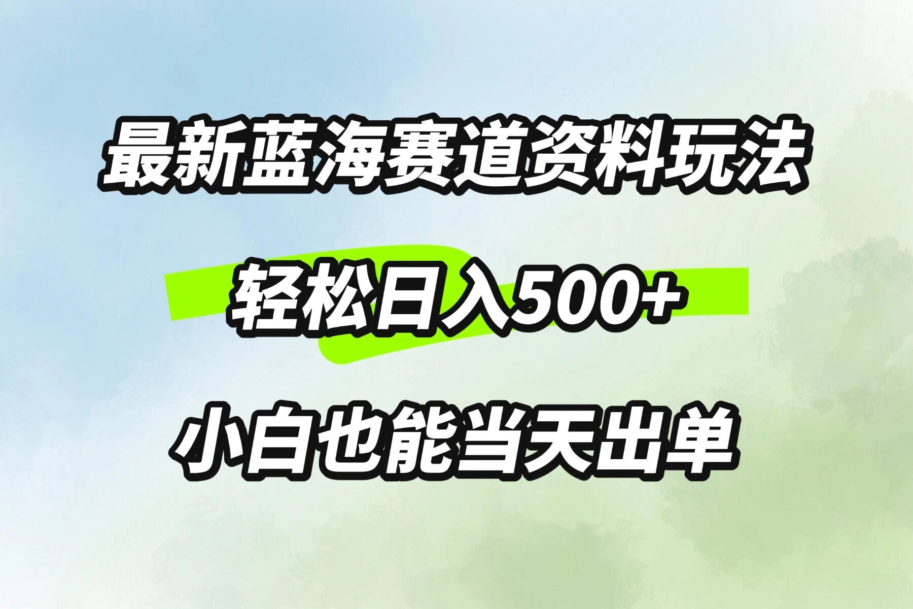 最新蓝海赛道资料玩法，轻松日入500+，小白也能当天出单-启航188资源站