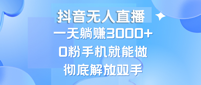 （13038期）抖音无人直播，一天躺赚3000+，0粉手机就能做，新手小白均可操作-启航188资源站