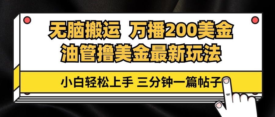 （13050期）油管无脑搬运撸美金玩法教学，万播200刀，三分钟一篇帖子，小白轻松上手-启航188资源站