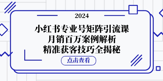 小红书专业号矩阵引流课，月销百万案例解析，精准获客技巧全揭秘-启航188资源站