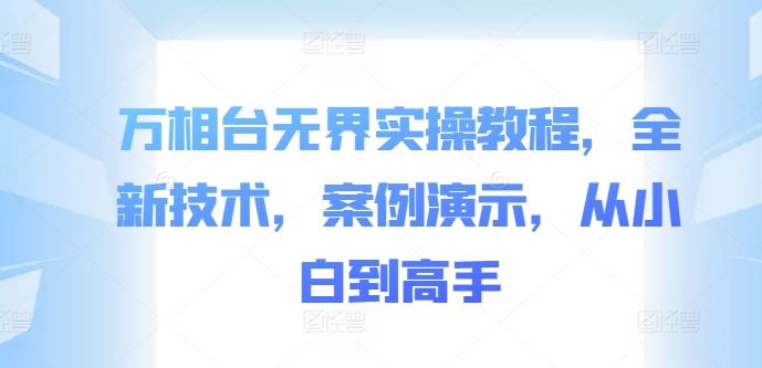 万相台无界实操教程，全新技术，案例演示，从小白到高手-启航188资源站