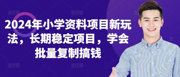 2024年小学资料项目新玩法，长期稳定项目，学会批量复制搞钱-启航188资源站