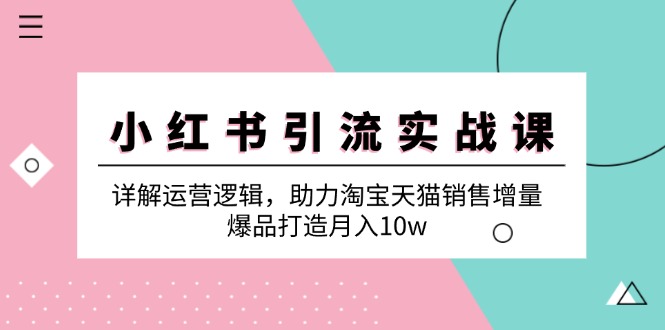 （12809期）小红书引流实战课：详解运营逻辑，助力淘宝天猫销售增量，爆品打造月入10w-启航188资源站