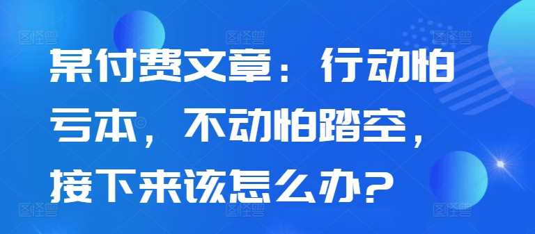 某付费文章：行动怕亏本，不动怕踏空，接下来该怎么办?-启航188资源站