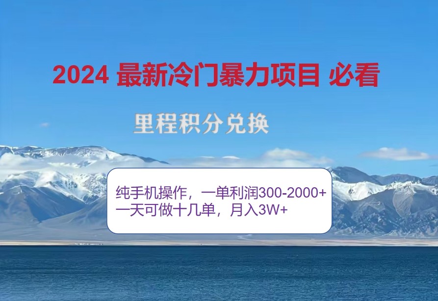 2024惊爆冷门暴利，里程积分最新玩法，高爆发期，一单300+—2000+-启航188资源站