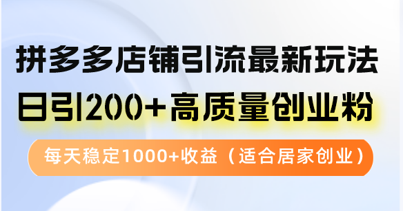 （12893期）拼多多店铺引流最新玩法，日引200+高质量创业粉，每天稳定1000+收益（…-启航188资源站