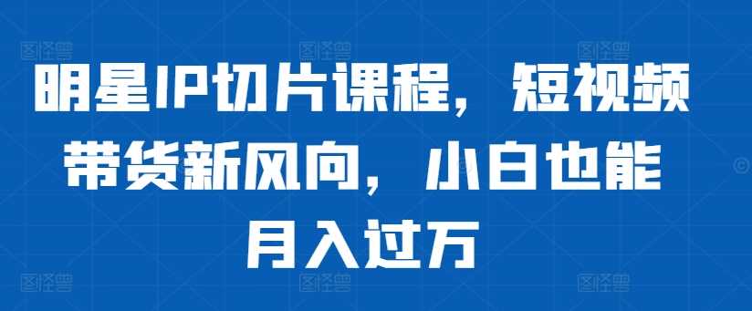 明星IP切片课程，短视频带货新风向，小白也能月入过万-启航188资源站