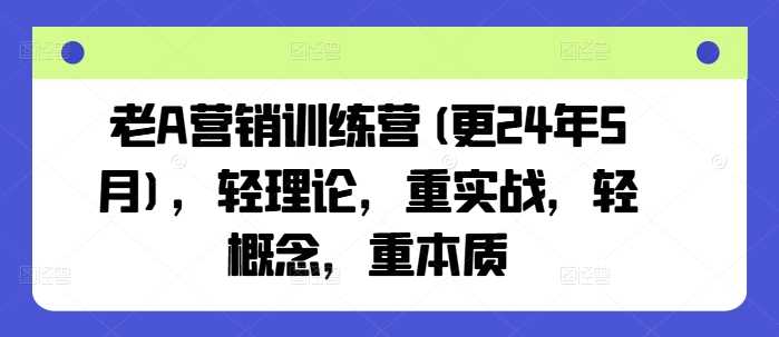 老A营销训练营(更24年10月)，轻理论，重实战，轻概念，重本质-启航188资源站