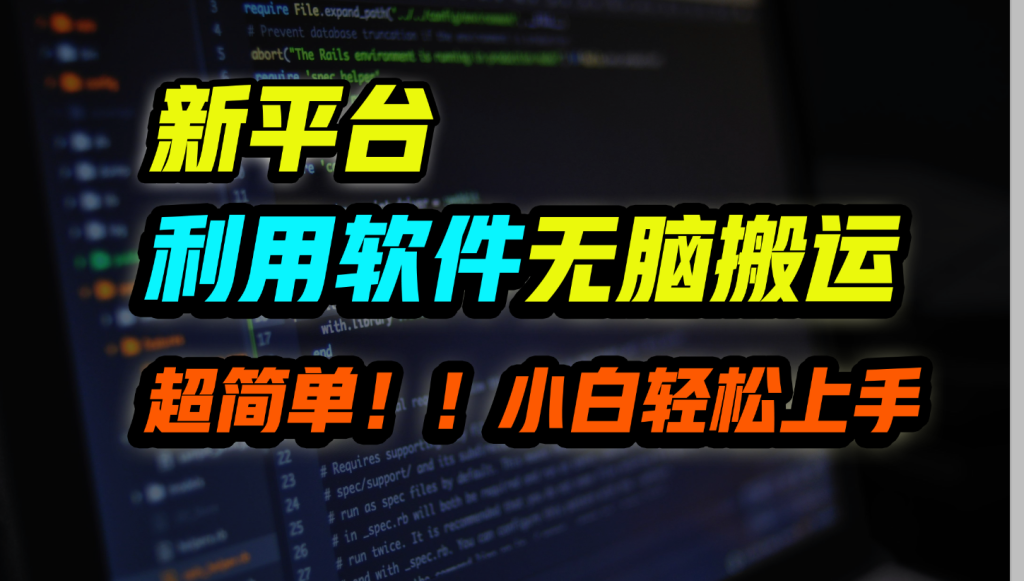 新平台用软件无脑搬运，月赚10000+，小白也能轻松上手-启航188资源站