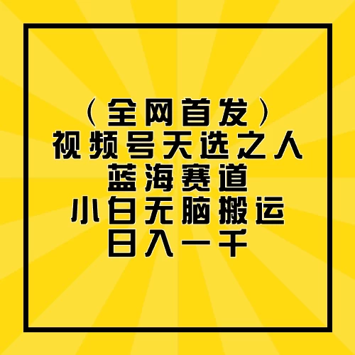 全网首发，视频号天选之人蓝海赛道，小白无脑搬运日入一千-启航188资源站