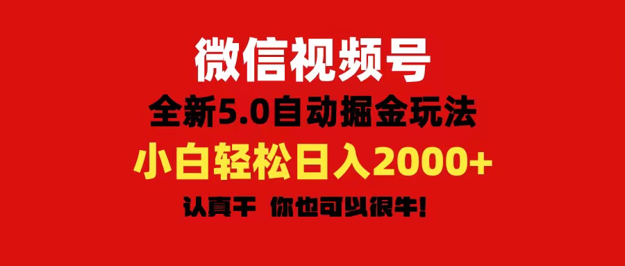 微信视频号变现，5.0全新自动掘金玩法，日入利润2000+有手就行-启航188资源站